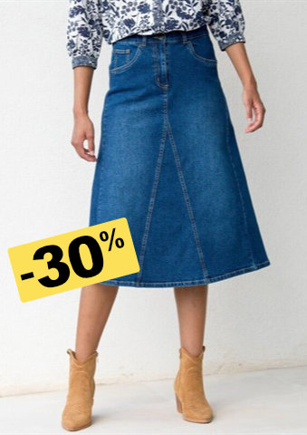 Rozšířená džínová midi sukně