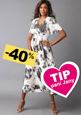 Dlouhé šaty s rozšířenými rukávy a potiskem květin