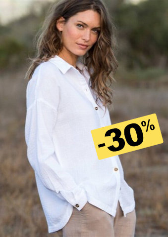 Mušelínová oversize košile s rozparky na knoflíky