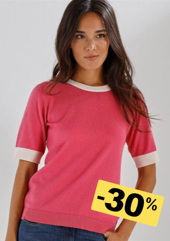 Úpletové tričko s krátkými rukávy a kontrastními lemy