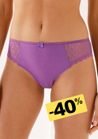 Sada 2 jednobarevných kalhotek midi z bavlny a krajky Coria