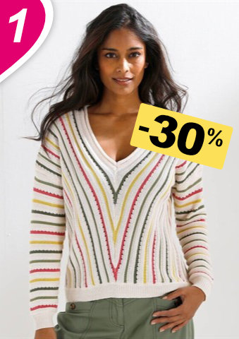 Pulovr s proužky a výstřihem do V