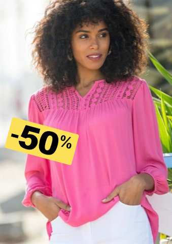 Kreponová halenka se 7/8 rukávy a macramé