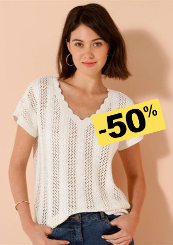 Halenka s výstřihem do V, z ažurového úpletu