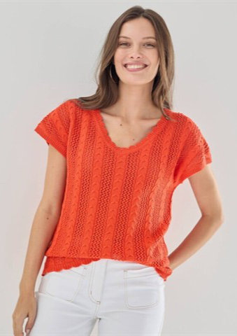 Halenka s výstřihem do V, z ažurového úpletu