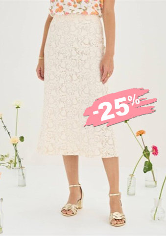 Krajková midi sukně srozparkem