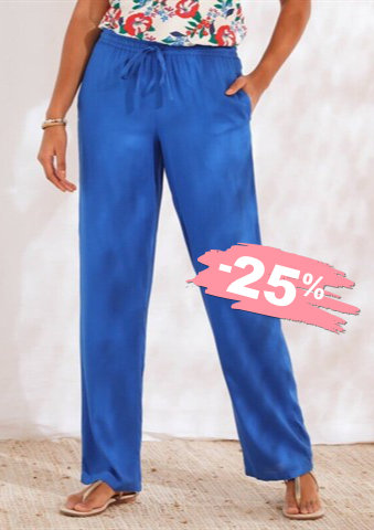 Jednobarevné 7/8 kalhoty s pružným pasem