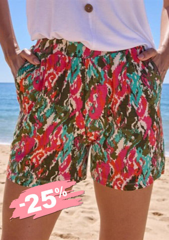 Široké šortky s vícebarevným potiskem