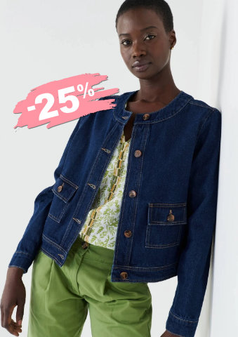 Džínová krátká bunda na knoflíky