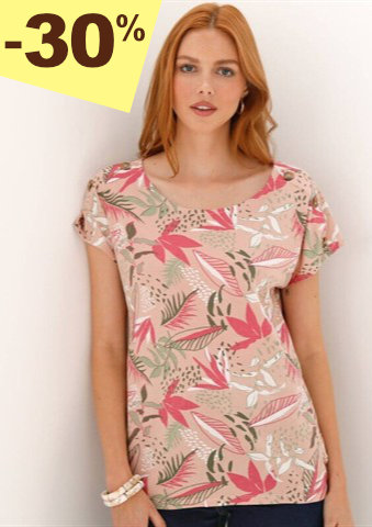 Tričko s potiskem a knoflíky na ramenou