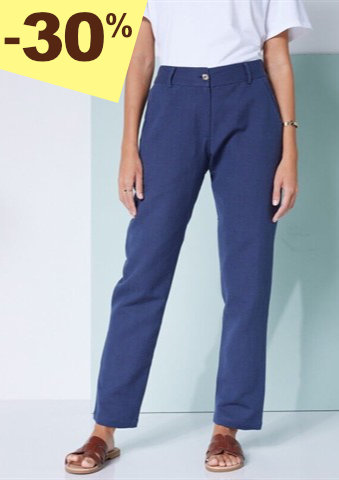 Vzdušné jednobarevné chino kalhoty ze směsi bavlny a lnu