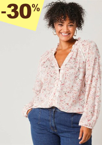 Voálová halenka s květinovým potiskem