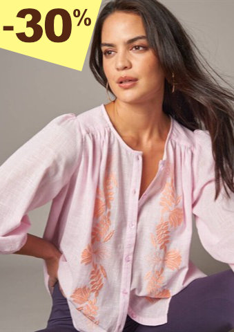 Halenka s výšivkou a 3/4 nabíranými rukávy