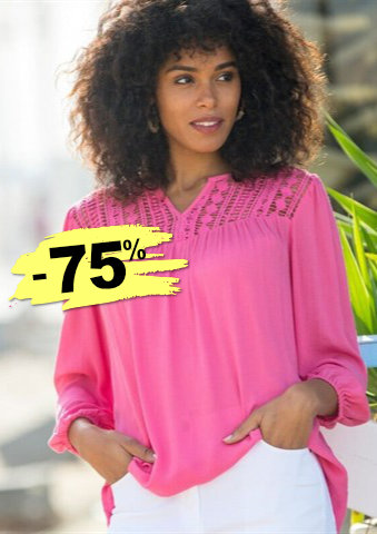Kreponová halenka se 7/8 rukávy a macramé