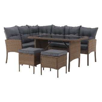 Zahradní ratanový set, přírodní/světle šedá, RANDI