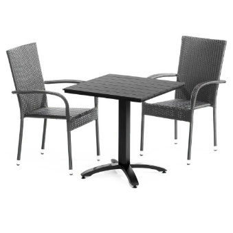 Zahradní set 1+1+2, stůl 90x48, židle a dvojsedačka, Antracitový umělý ratan, kov antracit, tmavě šedá látka. AZ-L1880 GREY